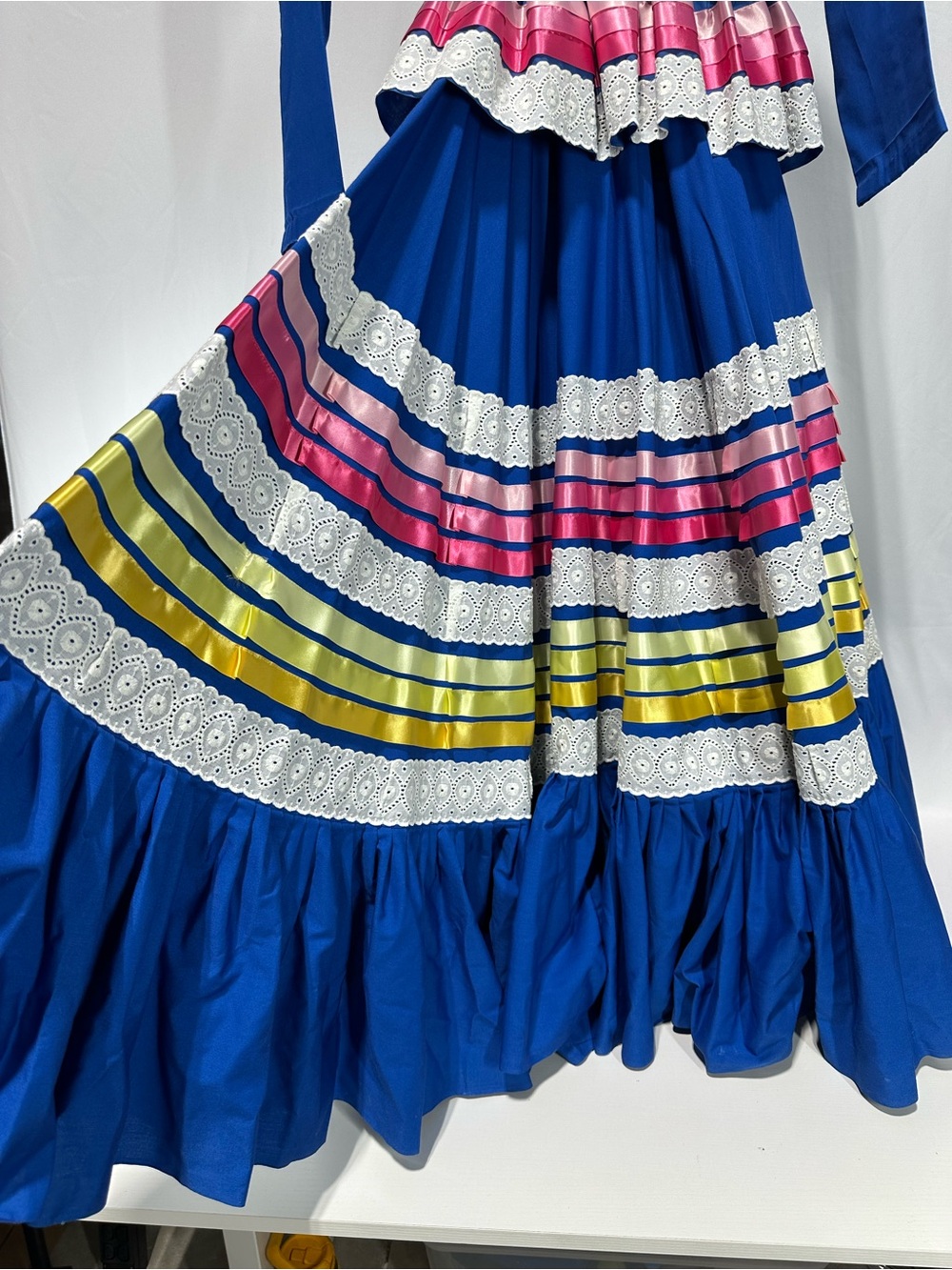 #203 Blue Jalisco folk dance dress with a sun skirt, size small - Picture 2 of 9